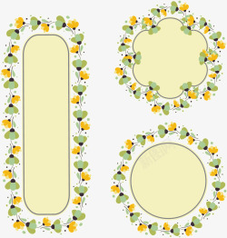 不同形状的花框插图矢量图素材