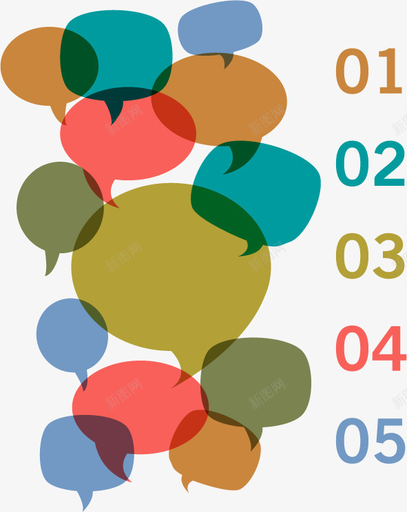 重叠彩色对话框目录页png免抠素材_新图网 https://ixintu.com 五类 五项步骤 对话框 彩色 步骤 目录 矢量素材 重叠