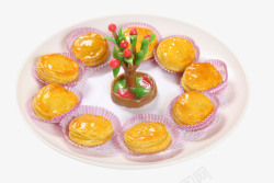 香港特色盘子里的小蛋挞高清图片