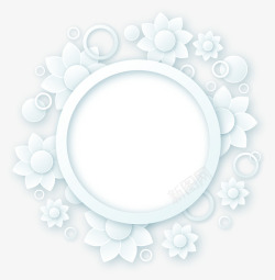 白色纸质花卉圆形边框矢量图素材
