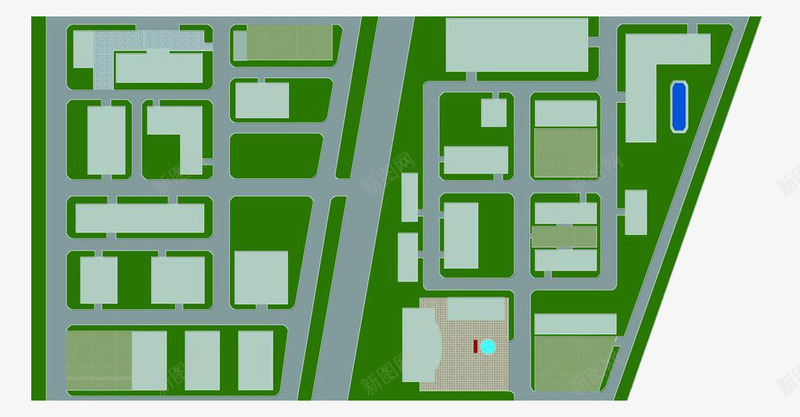 21世纪平面沙盘图png免抠素材_新图网 https://ixintu.com 平面 沙盘 蓝绿色 街道 规划