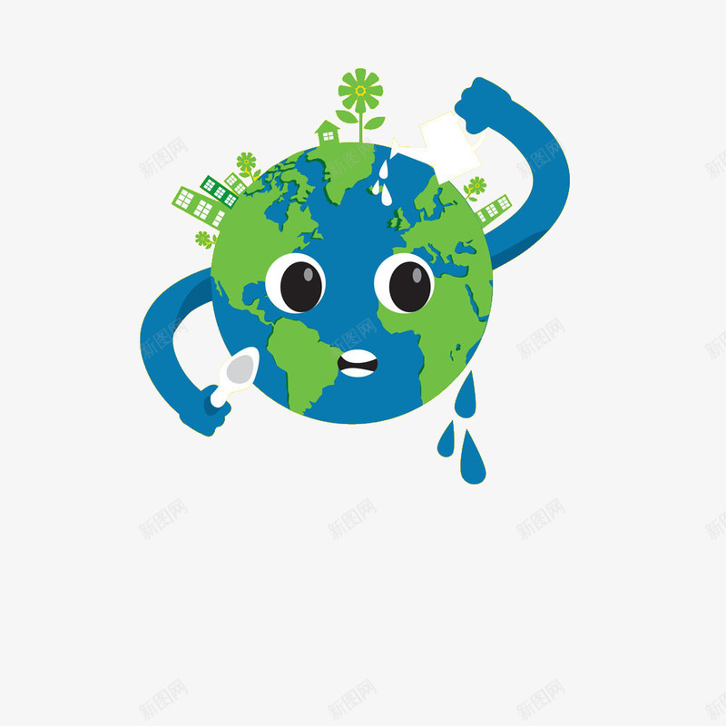 卡通生态地球png免抠素材_新图网 https://ixintu.com 卡通地球 地球 环保理念 环境保护 生态 绿色地球