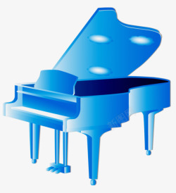手绘蓝色钢琴素材