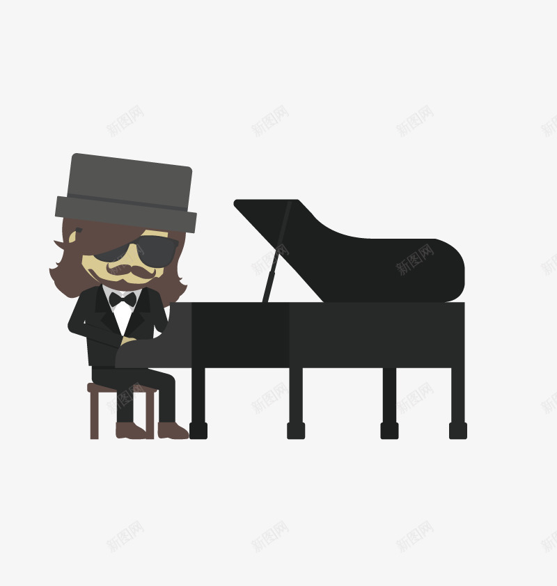 弹钢琴矢量图ai免抠素材_新图网 https://ixintu.com 男人 钢琴 音乐 音乐家 矢量图