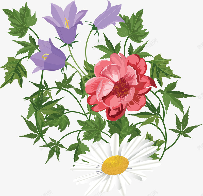手绘盛开的花朵png免抠素材_新图网 https://ixintu.com 唯美 手绘 水彩 漂亮 花卉 花朵 装饰