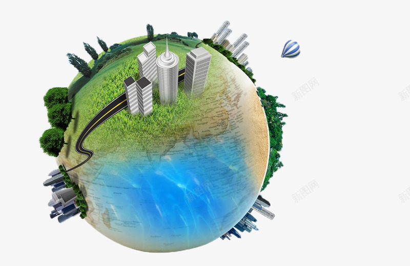 地球上的绿色城市png免抠素材_新图网 https://ixintu.com 地球 城市 植被 生态