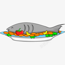 盘子里的鱼卡通手绘盘子里的鱼高清图片