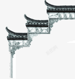 门拱中秋节手绘青色门拱高清图片