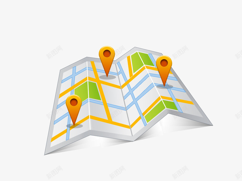 纸质地图和映射指针图标png_新图网 https://ixintu.com 定位 映射指针 纸质地图