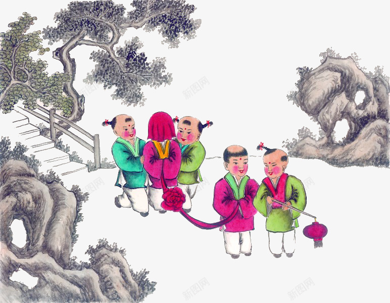 卡通绘画人物png免抠素材_新图网 https://ixintu.com 传统 儿童 游戏 童趣