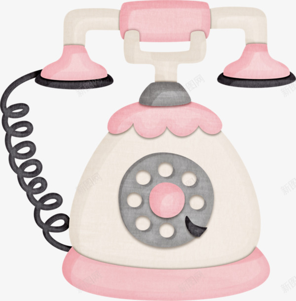 粉色卡通电话png免抠素材_新图网 https://ixintu.com 可爱 按键 电话 电话线 粉色