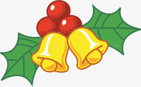 手绘圣诞树叶铃铛装饰png免抠素材_新图网 https://ixintu.com 圣诞 树叶 装饰 铃铛