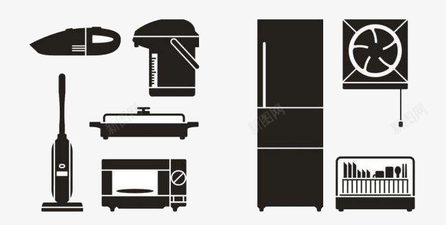 家电黑白图png免抠素材_新图网 https://ixintu.com 元素 家电 家电维修 平面 黑白