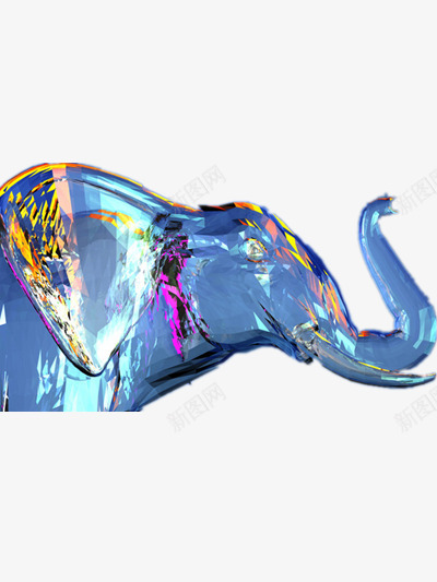 大象png免抠素材_新图网 https://ixintu.com 创意动物 大象装饰图 玻璃大象