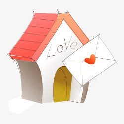 红色小房子信件邮递素材