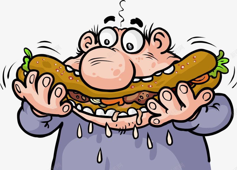 吃汉堡的大叔png免抠素材_新图网 https://ixintu.com 大叔吃汉堡包 大口吃食品 汉堡包 美味汉堡包