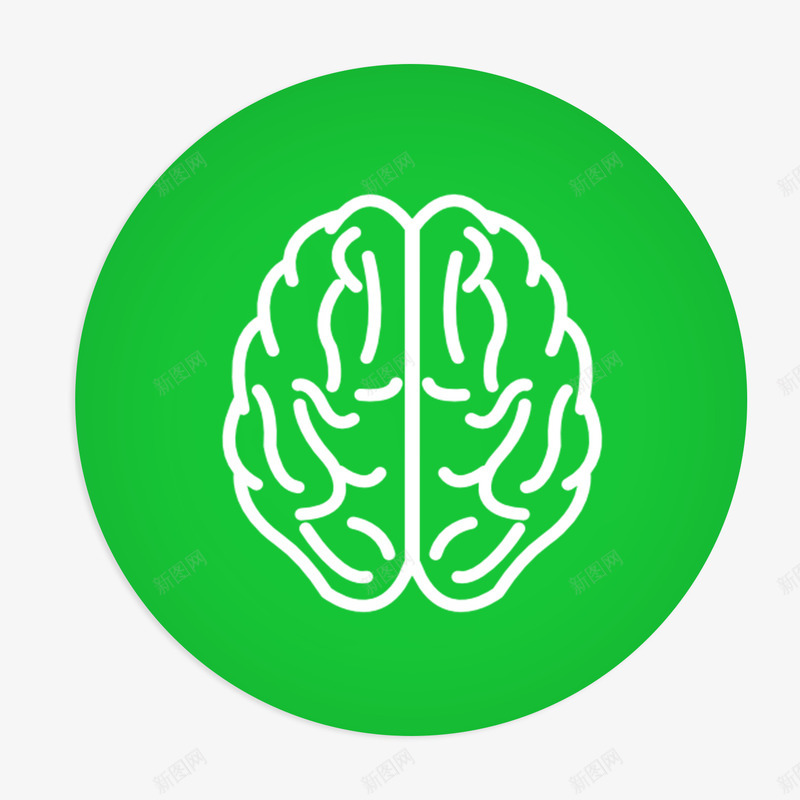 绿色扁平化大脑图标png_新图网 https://ixintu.com 人体图标 大脑图标 扁平化图标 绿色图标
