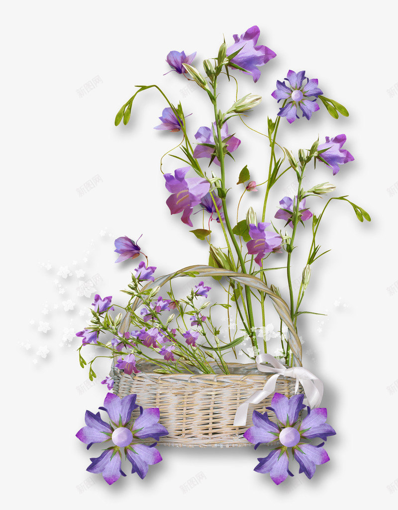 花篮png免抠素材_新图网 https://ixintu.com PNG 免抠 手绘风 甜美系列 素材 花朵 边框 边角