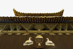 民族墙中国民族特色鎏金雕刻图案墙檐高清图片