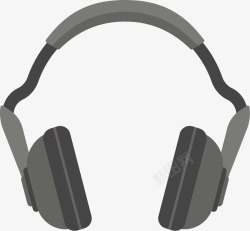 耳罩耳机黑色弯曲耳罩降噪耳机矢量图高清图片
