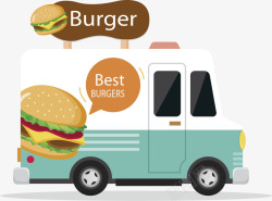 创意汉堡快餐车矢量图素材