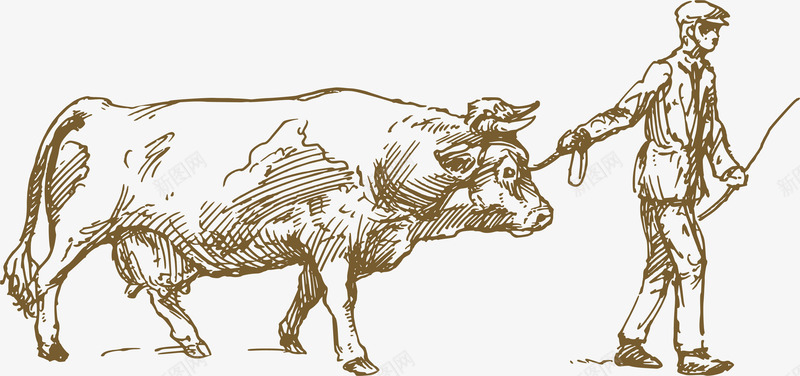 手绘农场png免抠素材_新图网 https://ixintu.com 农场 卡通有趣 彩色底纹 牛 矢量图案 设计图