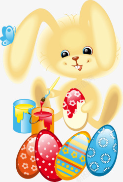 卡通兔子画彩蛋素材