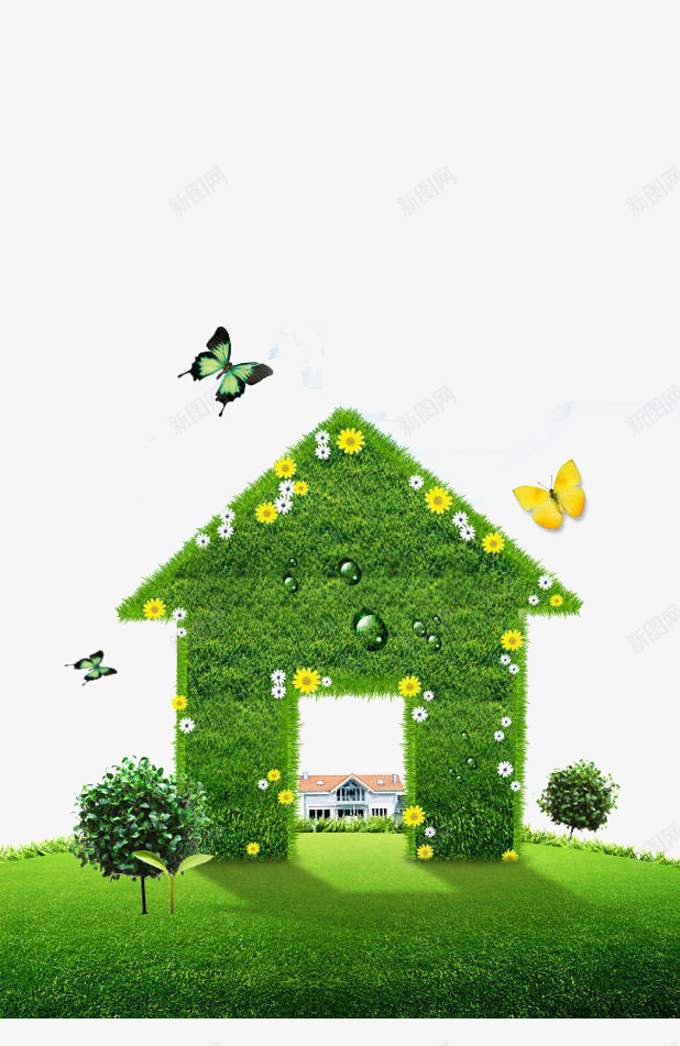 绿色的草屋png免抠素材_新图网 https://ixintu.com 会呼吸 大自然 活力 设计