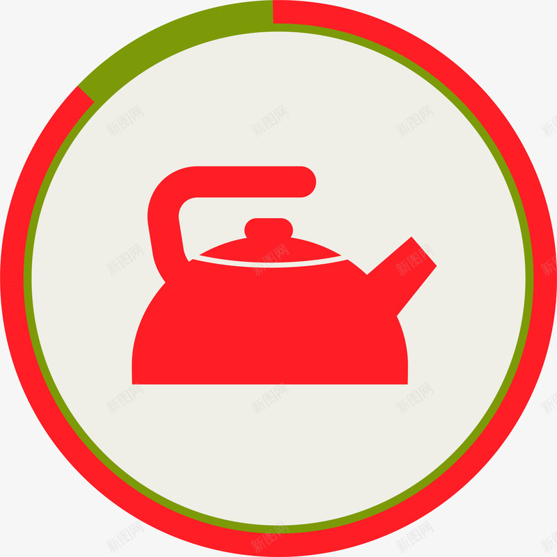 卡通水壶图标png_新图网 https://ixintu.com 创意卡片 卡通水壶 圆圈卡片 水壶图标 童趣 红色水壶