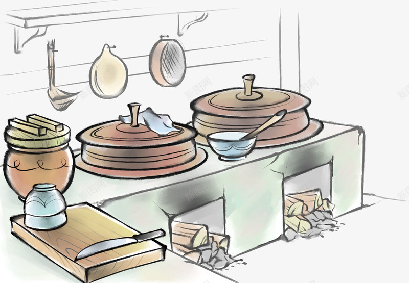 厨房png免抠素材_新图网 https://ixintu.com 卡通厨房 厨具 厨房 厨房工具 菜板