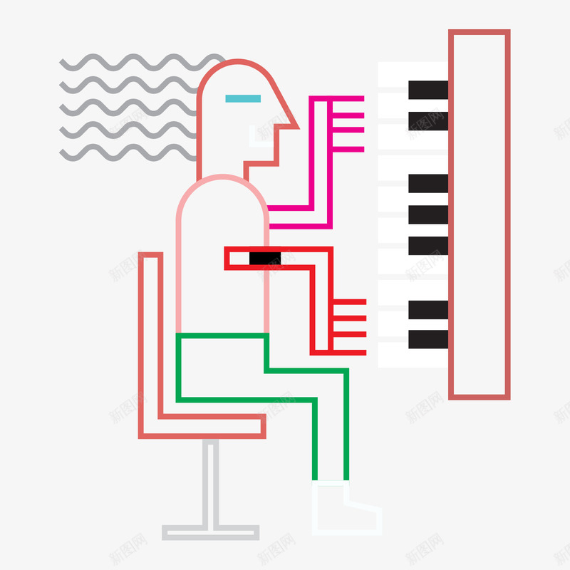 炫彩线条人物弹钢琴png免抠素材_新图网 https://ixintu.com 人物 弹钢琴 手绘 炫彩 炫彩线条人物弹钢琴 线条