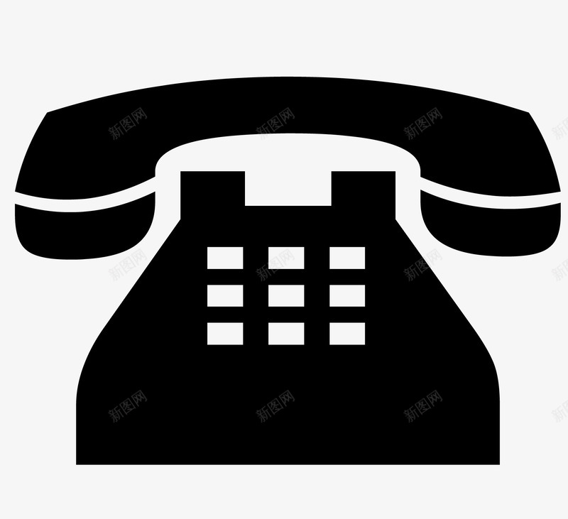 黑色电话png免抠素材_新图网 https://ixintu.com 电话 电话机 白色按键 矢量素材 黑色