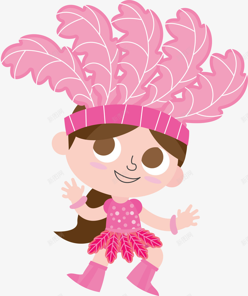 儿童节跳舞的小女孩png免抠素材_新图网 https://ixintu.com 儿童节 可爱小女孩 童趣 粉色羽毛 羽毛头饰 跳舞的小女孩