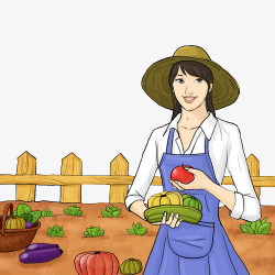 插图人物农地收割粮食插图农场人物农地摘蔬菜高清图片