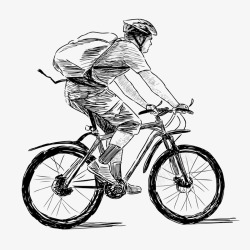 手绘速写人物插画骑自行车的青年素材
