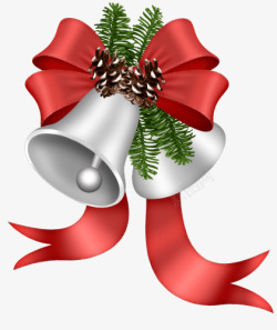 银铃铛卡通圣诞装饰银铃铛松果高清图片