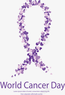 拼图丝带紫色爱心拼图癌症日海报高清图片