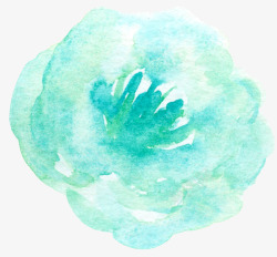 青色水墨玫瑰花素材