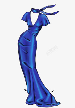 蓝色长裙素材