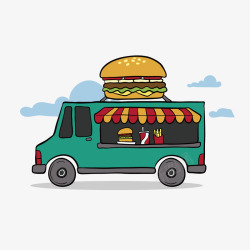 快餐车汉堡售卖车矢量图高清图片