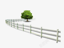 围栏里的绿树素材