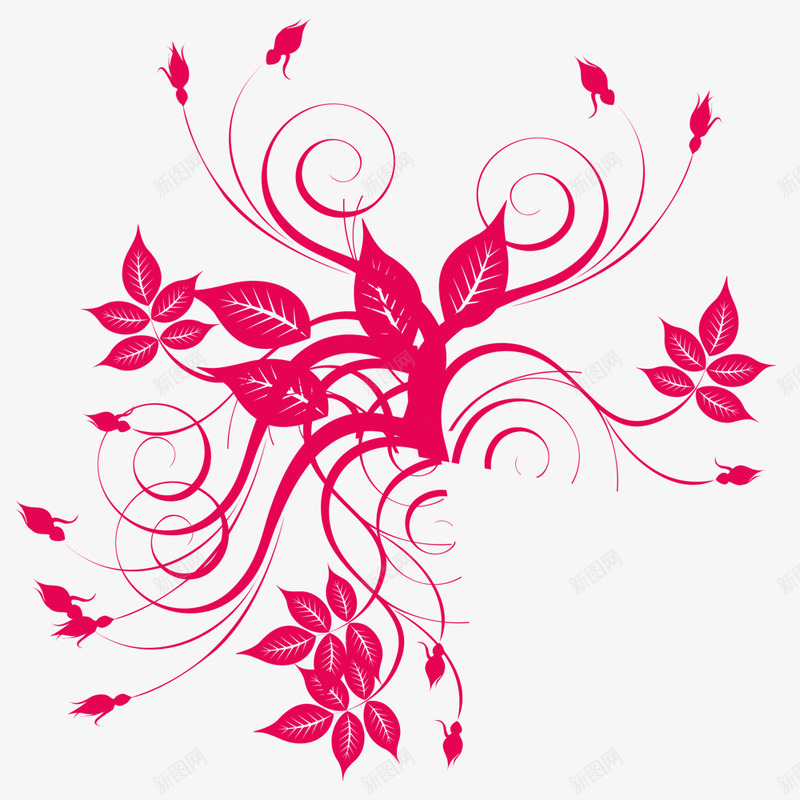 盛开的植物花朵装饰psd免抠素材_新图网 https://ixintu.com 中国风 植物花朵 母亲节 装饰图案