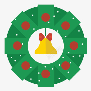圣诞绿色环铃铛png免抠素材_新图网 https://ixintu.com 圣诞 绿色 铃铛