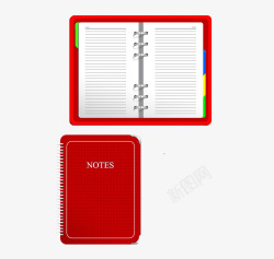 红色笔记本记事本素材