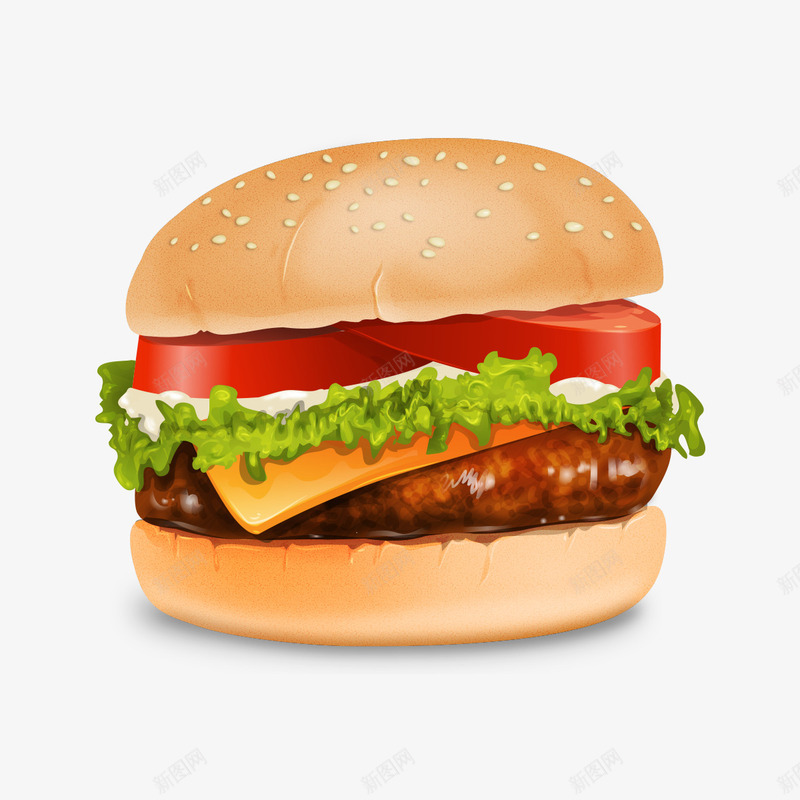 3D立体汉堡psd免抠素材_新图网 https://ixintu.com 汉堡 立体 美食 食物