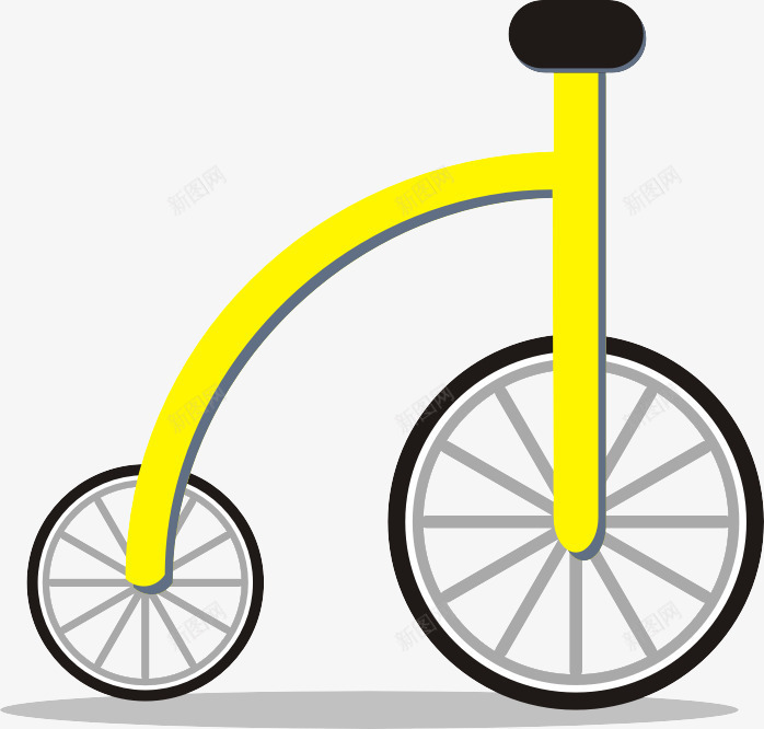 卡通型自行车png免抠素材_新图网 https://ixintu.com 大小轮 独椅 自行车