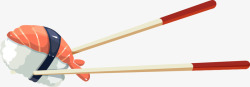 筷子夹着的寿司矢量图素材