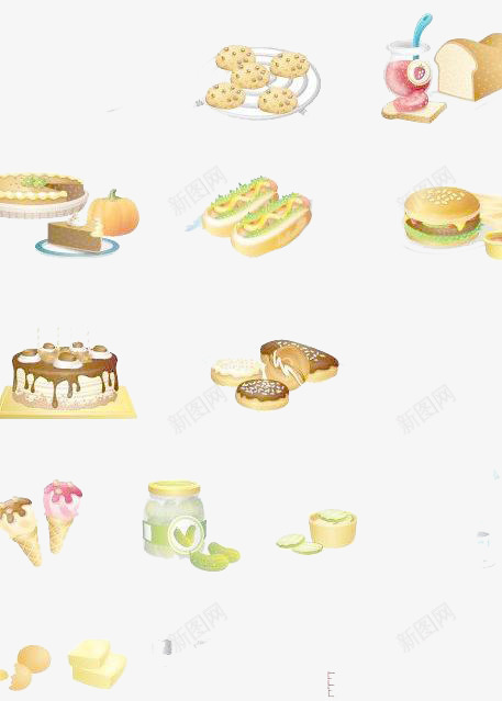 蛋糕食品png免抠素材_新图网 https://ixintu.com 水果 汉堡 蛋糕 饼干