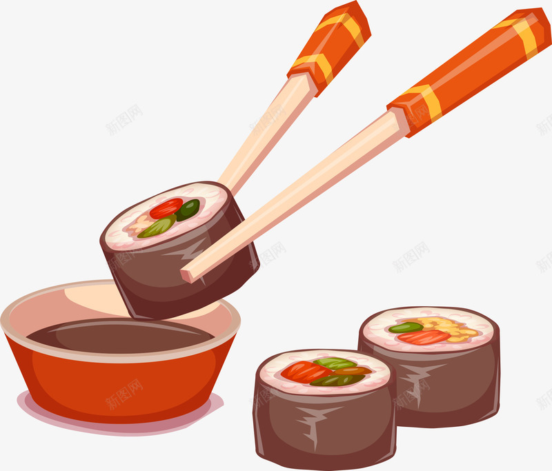 夹着寿司的筷子png免抠素材_新图网 https://ixintu.com 卡通寿司 寿司 筷子 美食 食物 餐饮