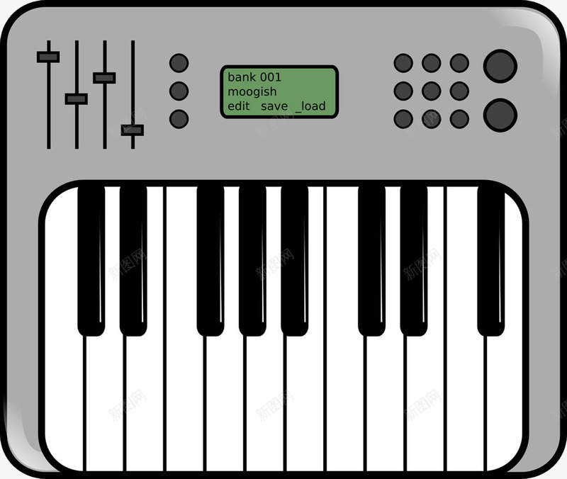 灰色钢琴键盘png免抠素材_新图网 https://ixintu.com 卡通 灰色 钢琴 键盘 音乐 音量